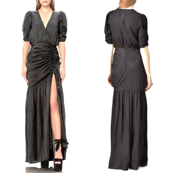 $148 AFRM Nile satin gown maxi dress black XS - Picture 15 of 15